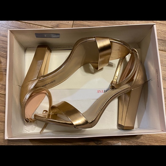 justfab rose gold heels